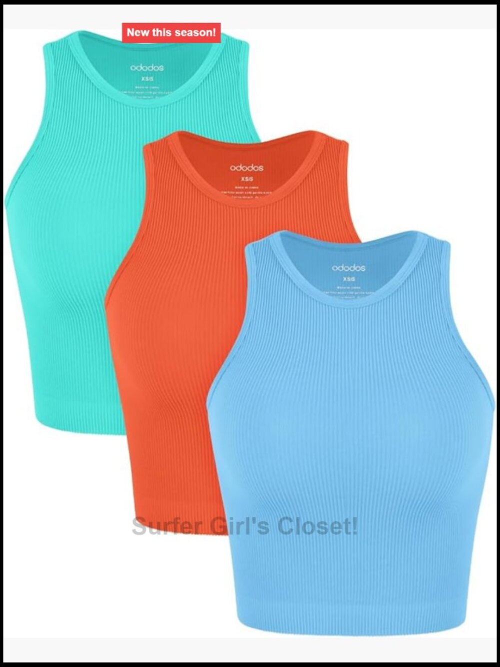 Seamless Ribbed High Neck Crop Tank Top 3-Pack Women's Sleeveless Yoga